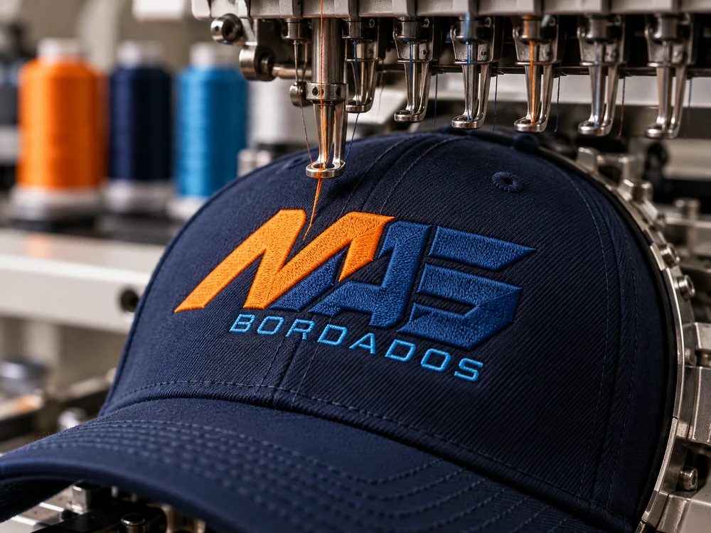 Proceso de bordado de gorra